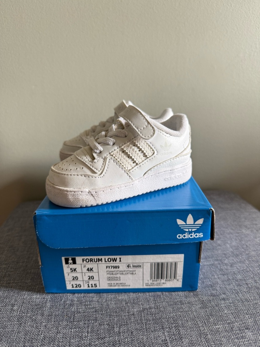 adidas Kids White Low-Top Sneaker with Velcro Strap